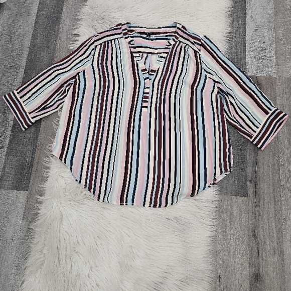 Torrid harper georgette striped 3/4 sleeve blouse - Picture 5 of 7